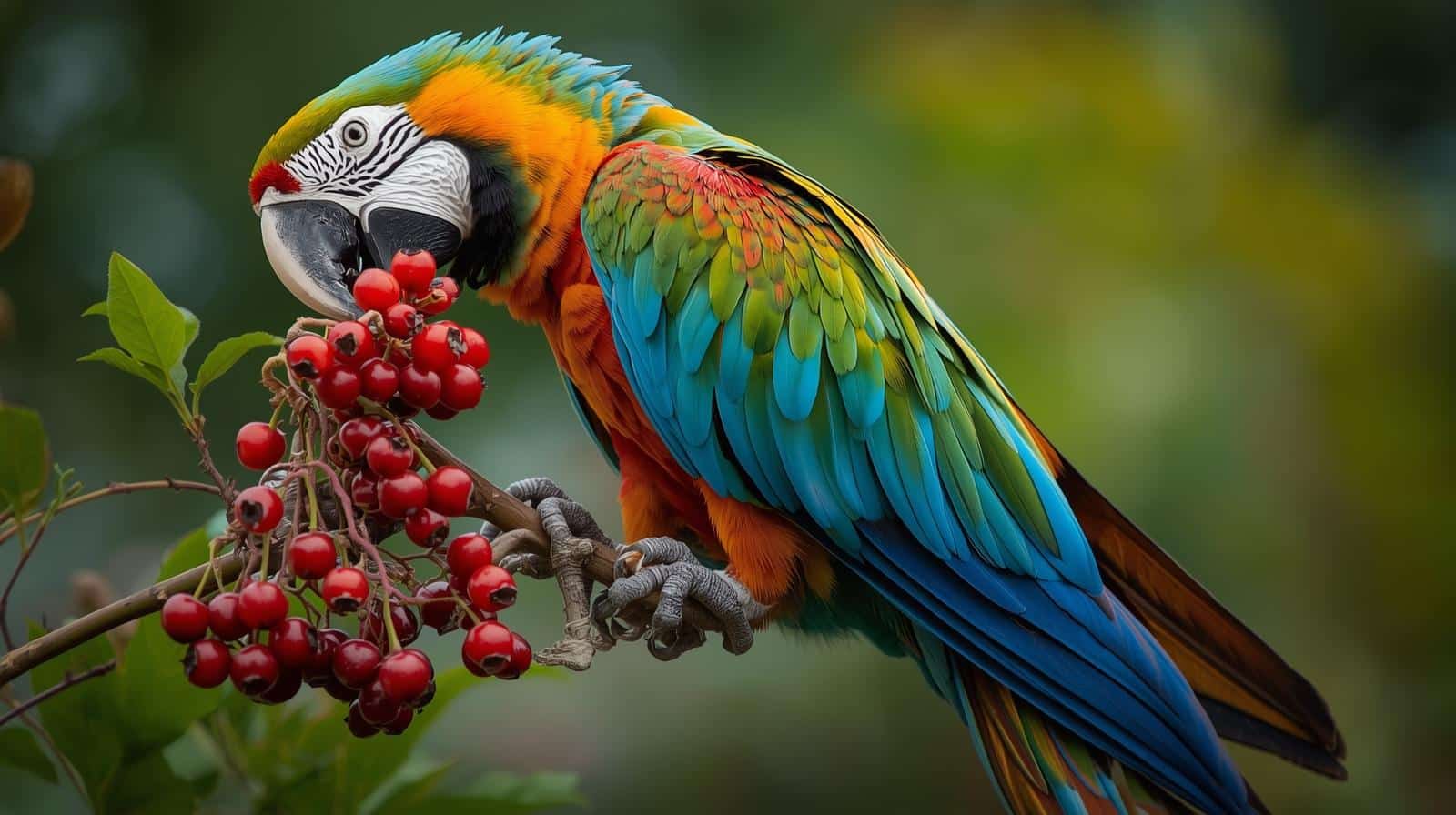 Macaw Bird Eating fruits