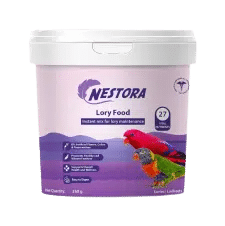 Container of lory food for birds Hand feed formula by nestora brand