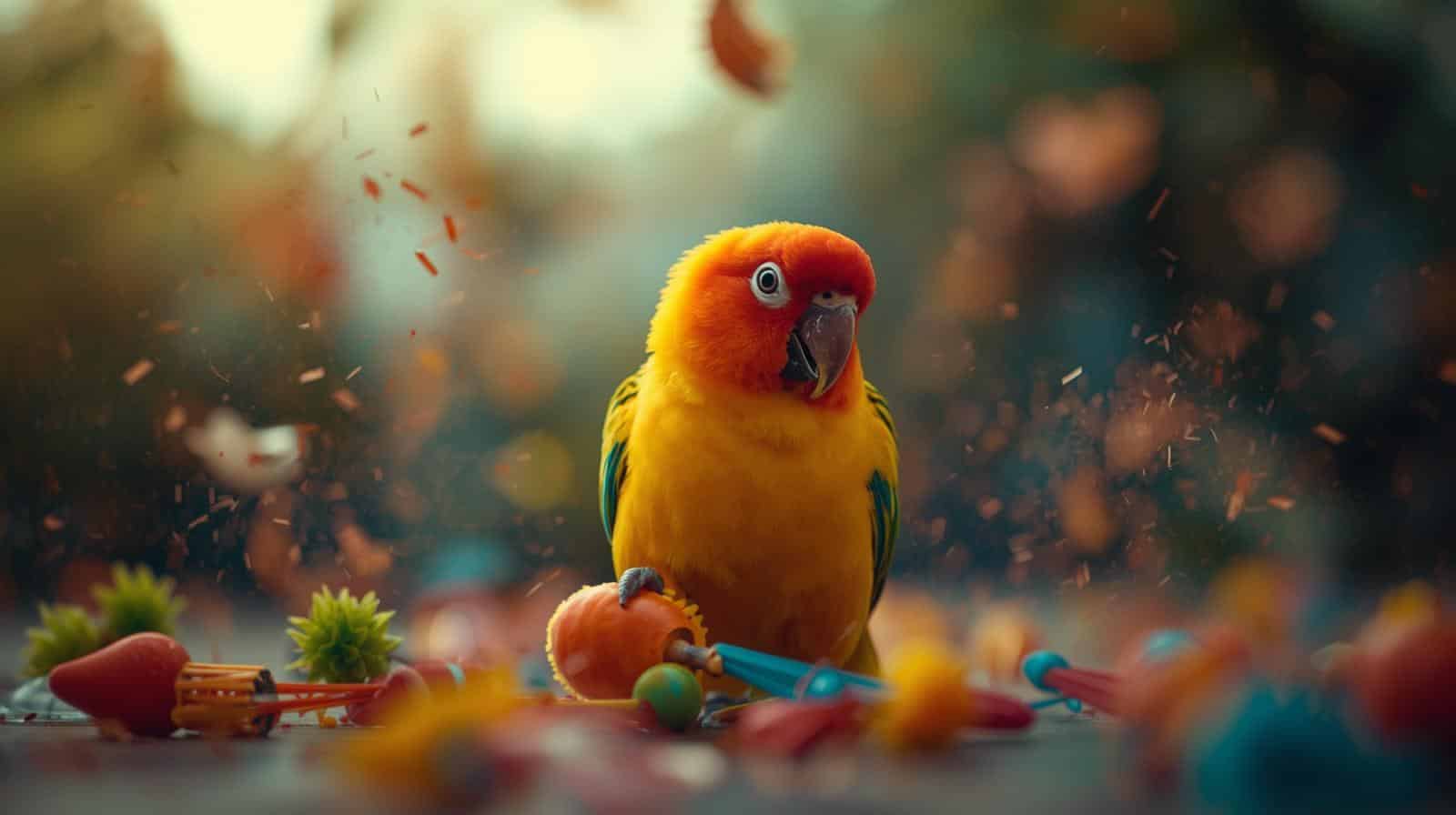 sun conure playing